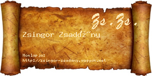Zsingor Zsadány névjegykártya